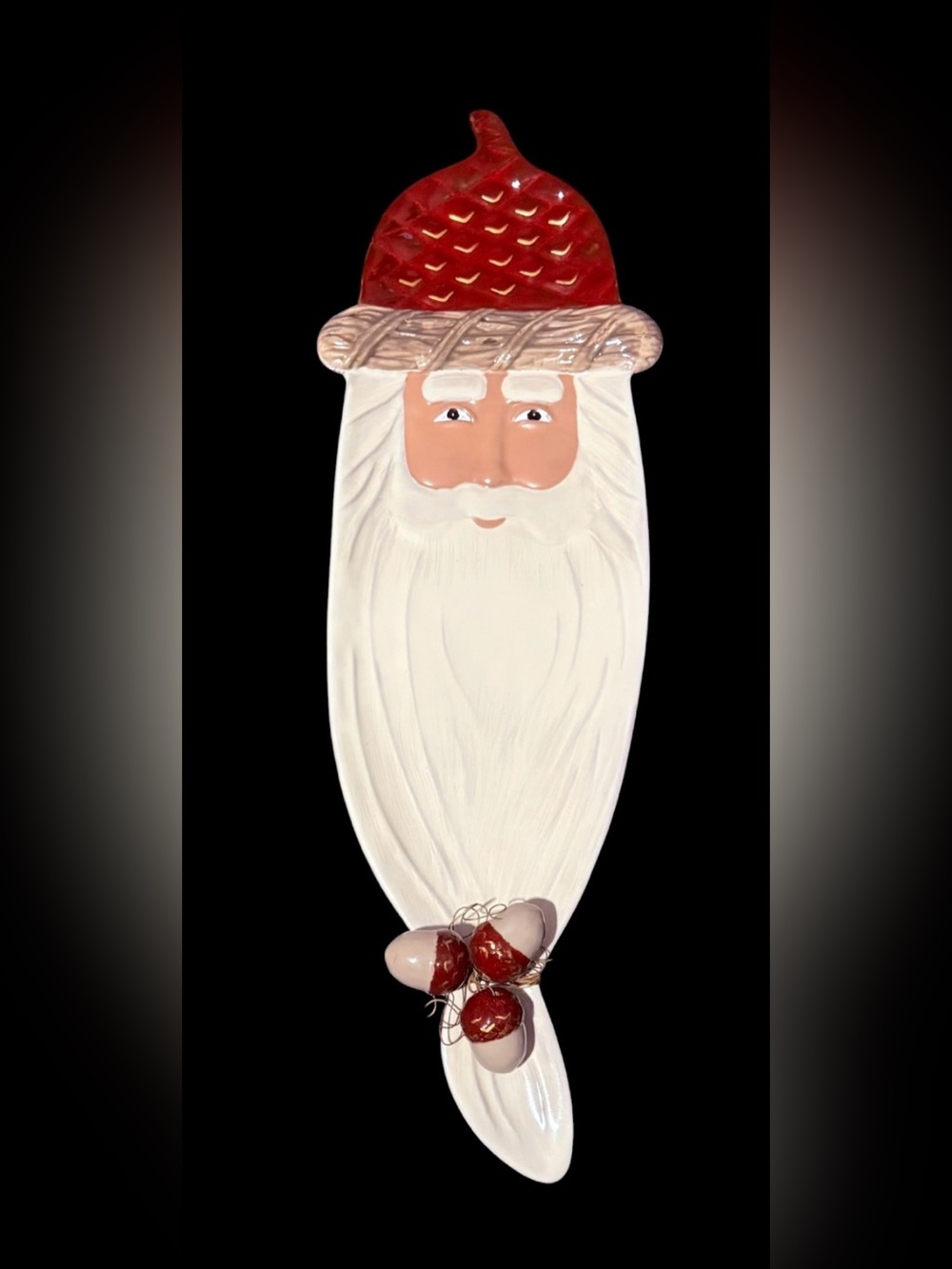 Depart 56 Hand Painted 19" SANTA CLAUS Christmas TRAY Clay Pottery Plate PLATTER